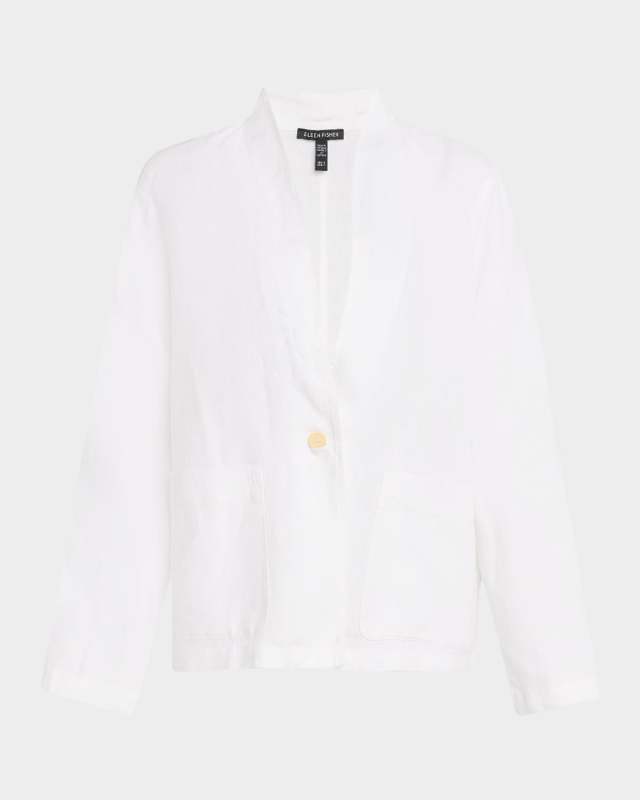 Single-Button Organic Linen Jacket